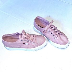 Superga Women’s Size 6 Platform Sneakers Light Pink Canvas Lace Up Shoes Cotu